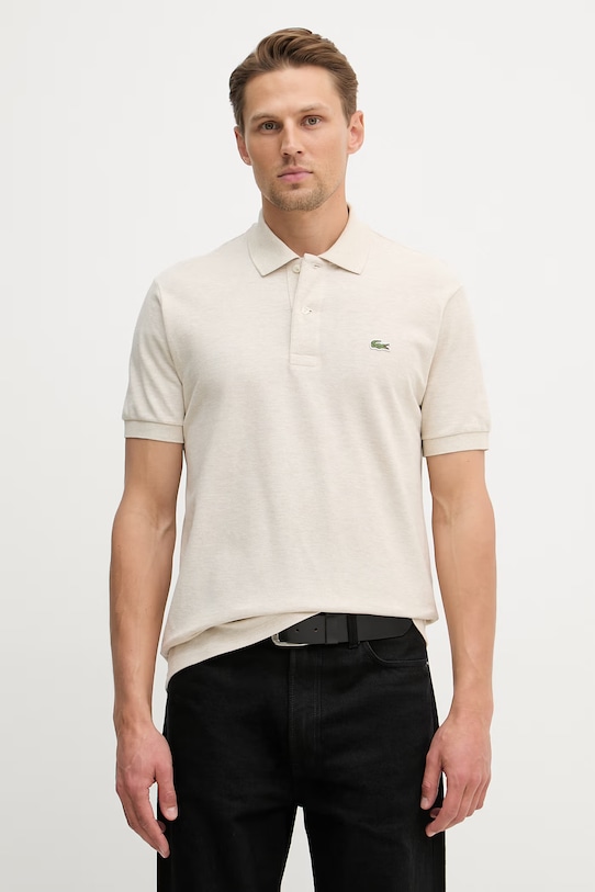 Bombažen polo Lacoste Brez vzorca bež L1264