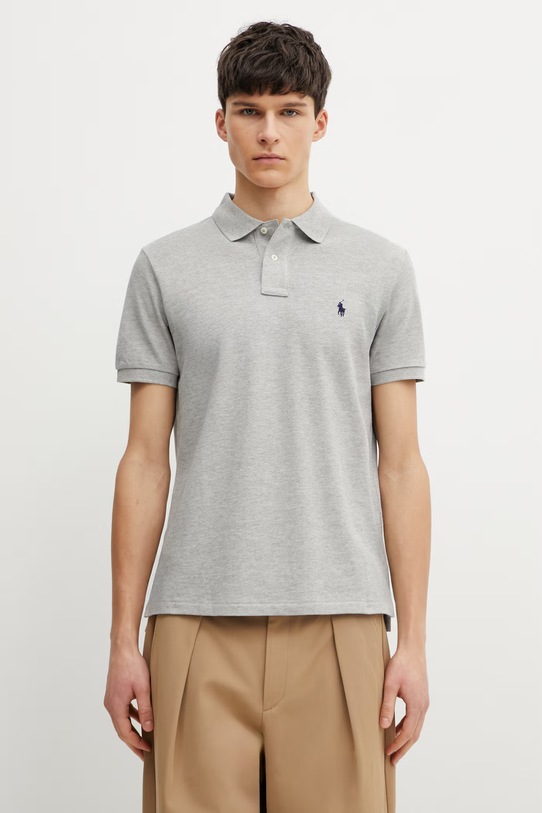 Polo Ralph Lauren polo de bumbac uni gri 710782592