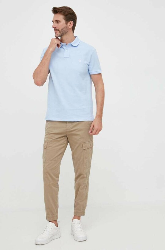 Pamučna polo majica Polo Ralph Lauren 710782592 plava AA00