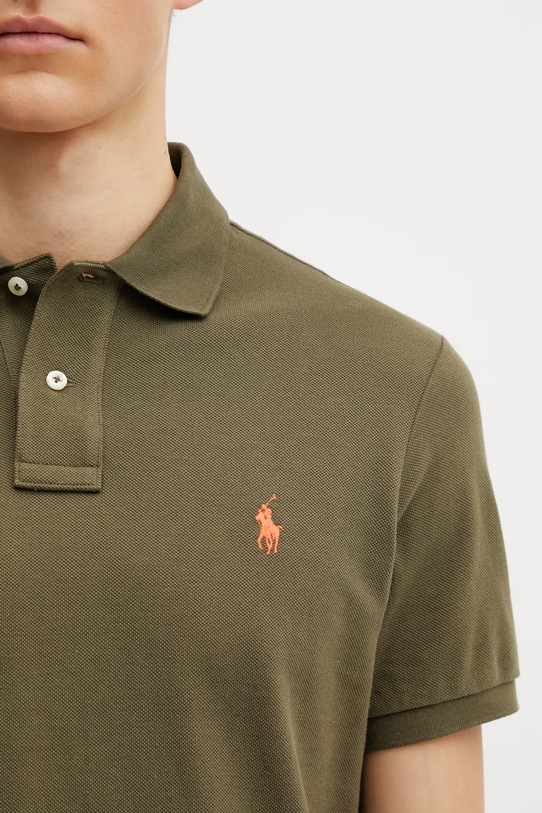Βαμβακερό μπλουζάκι πόλο Polo Ralph Lauren πράσινο 710782592