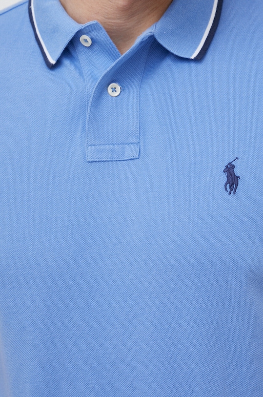 Bavlněné polo tričko Ralph Lauren 710842621 modrá
