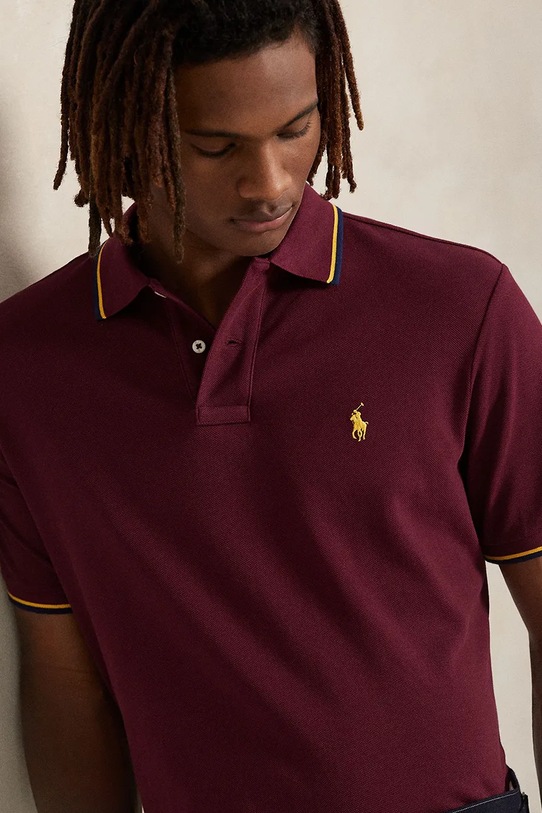 Polo Ralph Lauren polo bawełniane bordowy 710842621