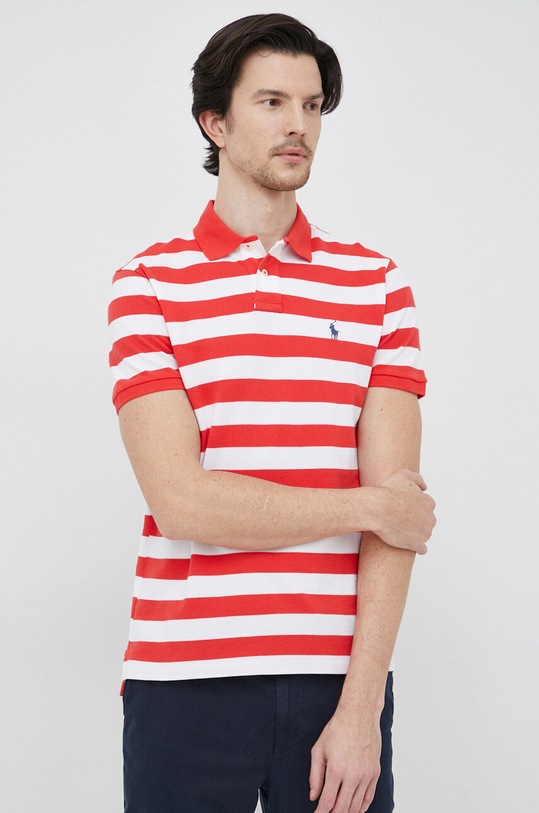 Polo Ralph Lauren polo bawełniane wzorzyste czerwony 710898606