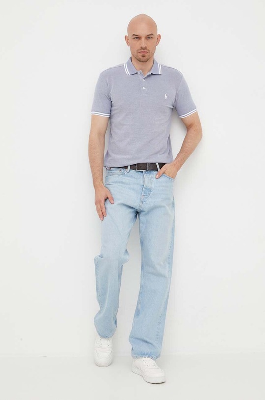 Polo Ralph Lauren polo z elastanem niebieski 710898948