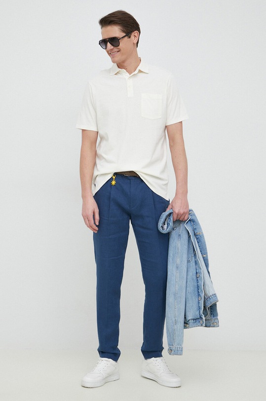 Polo tričko se lněnou směsí Polo Ralph Lauren 710900790 béžová SS24