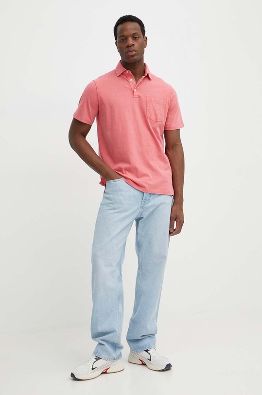 Πόλο με μείγμα με λινό Polo Ralph Lauren 710900790 ροζ SS24