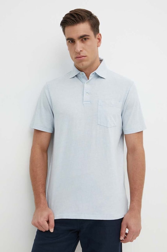 Поло з домішкою льону Polo Ralph Lauren блакитний 710900790