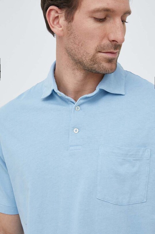 Поло з домішкою льону Polo Ralph Lauren з додаванням льону блакитний 710900790