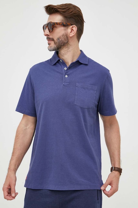 Polo Ralph Lauren polo z domieszką lnu 710900790 granatowy SS24