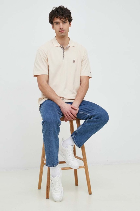 Tommy Hilfiger polo bawełniane MW0MW30785.PPYX beżowy SS23