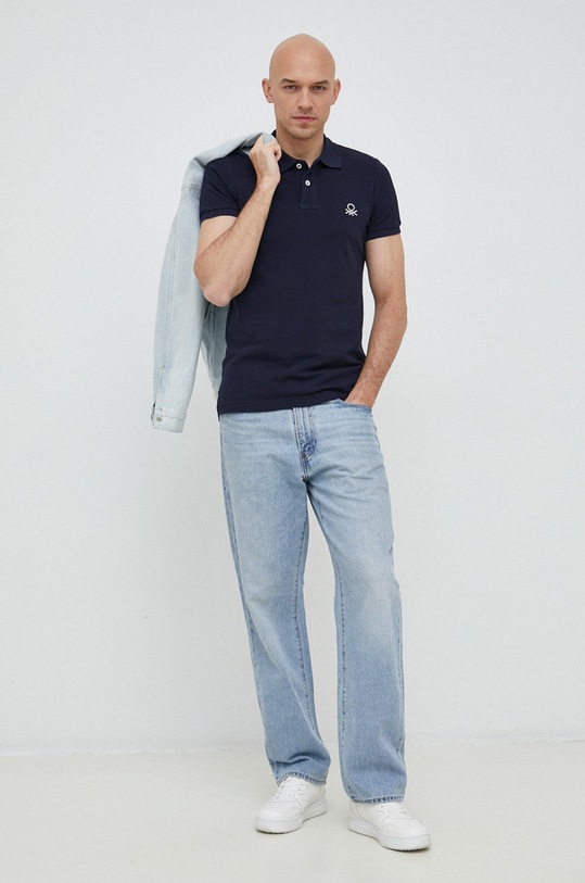 United Colors of Benetton polo bawełniane 3089J3178.016. granatowy SS23