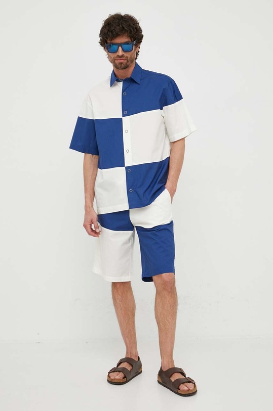 Хлопковая рубашка United Colors of Benetton 5EDZUQ01Z.901 тёмно-синий SS23