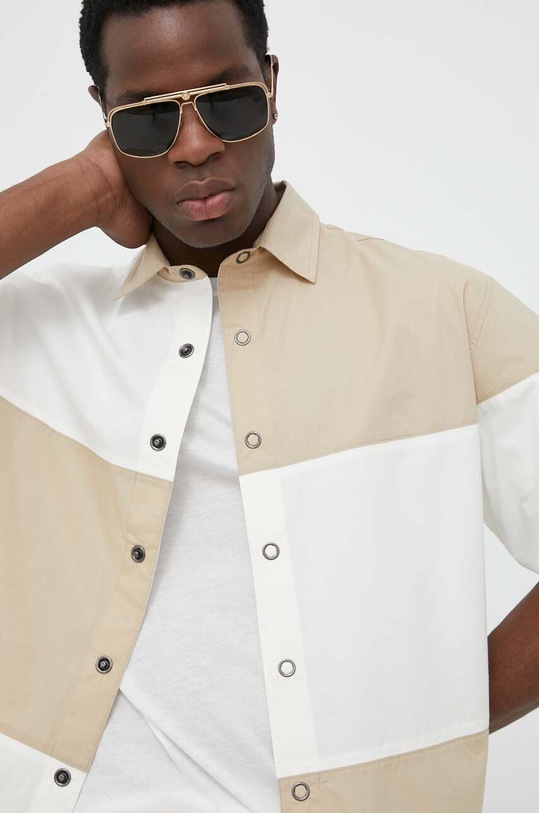 Хлопковая рубашка United Colors of Benetton бежевый 5EDZUQ01Z.902