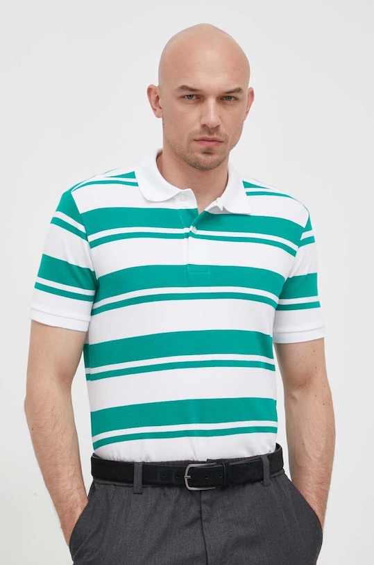 United Colors of Benetton polo bawełniane wzorzyste zielony 347BU3011.84B