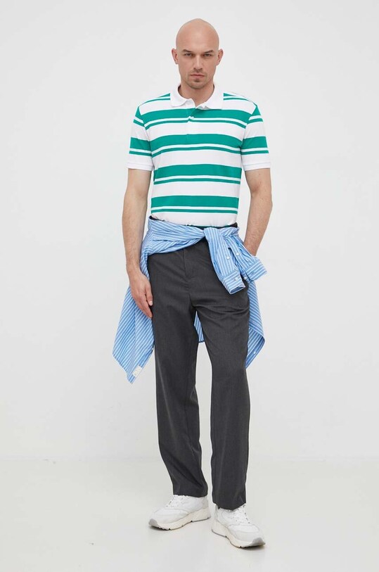 Хлопковое поло United Colors of Benetton 347BU3011.84B зелёный SS23