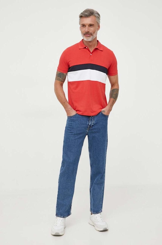 Bavlnené polo tričko Geox M3510LT2649.F1697 červená SS23