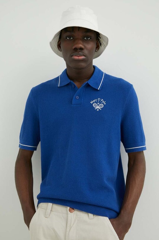 Bavlněné polo tričko Marc O'Polo DENIM nášivka modrá 362613563082