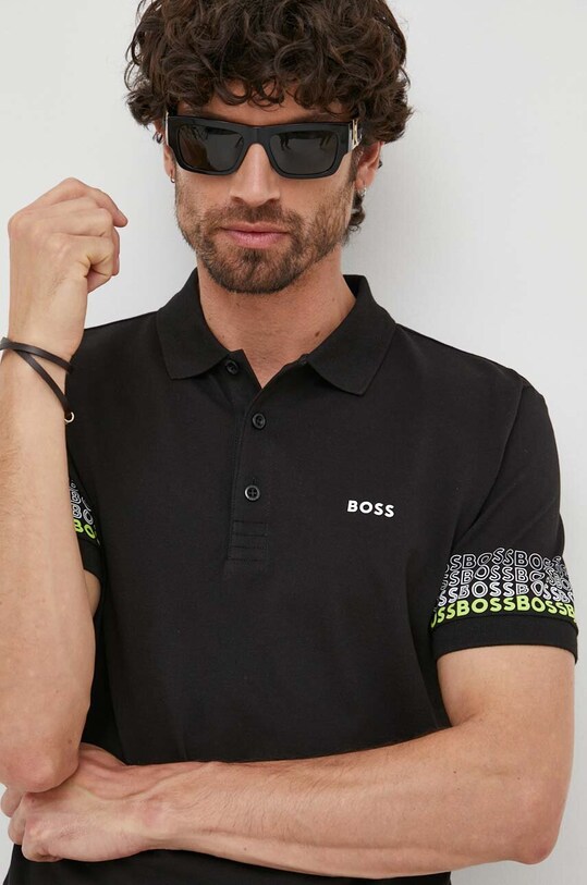 BOSS polo bawełniane BOSS GREEN czarny 50488293