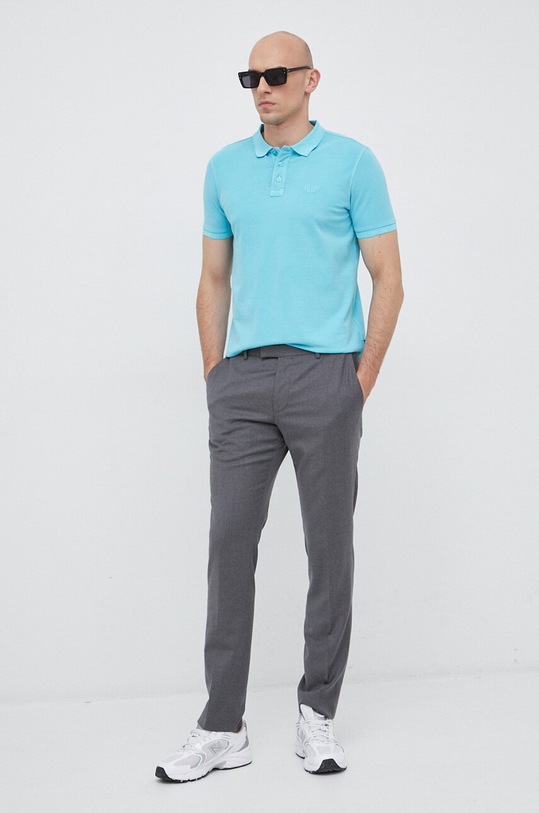 Joop! polo bawełniane Ambrosio 30037489 turkusowy SS24