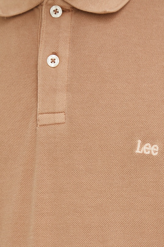 Lee polo bawełniane L65CQSA08 brązowy