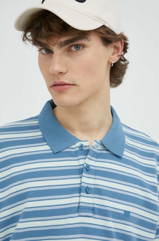 Wrangler polo bawełniane wzorzyste niebieski W7BPKF84Z