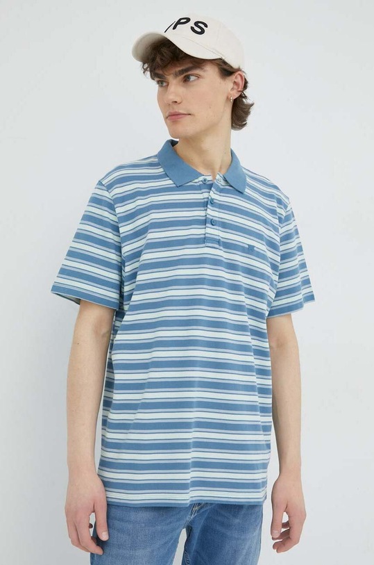 Wrangler polo bawełniane niebieski W7BPKF84Z