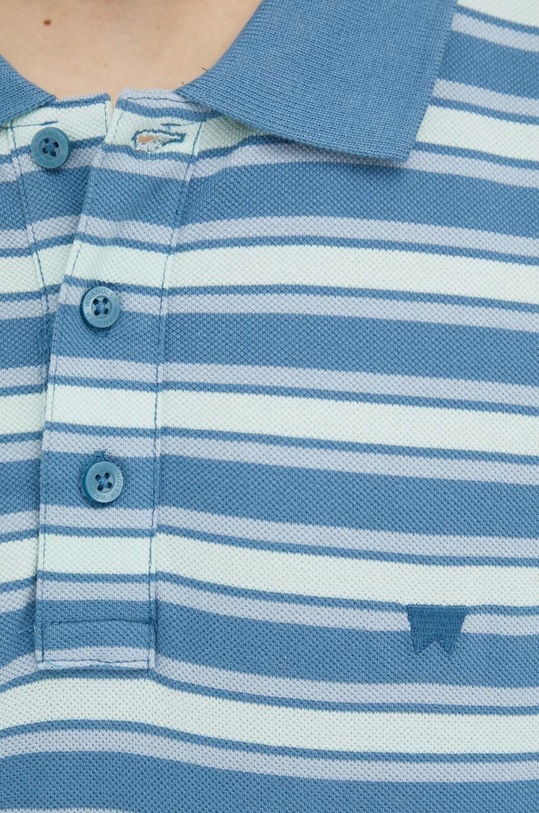 Wrangler polo bawełniane W7BPKF84Z niebieski