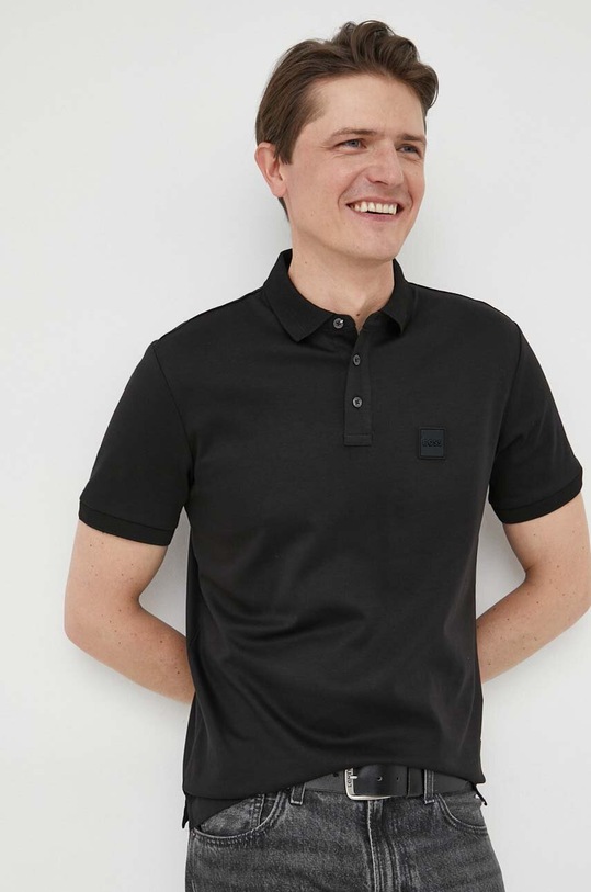 BOSS polo bawełniane bawełna czarny 50486953