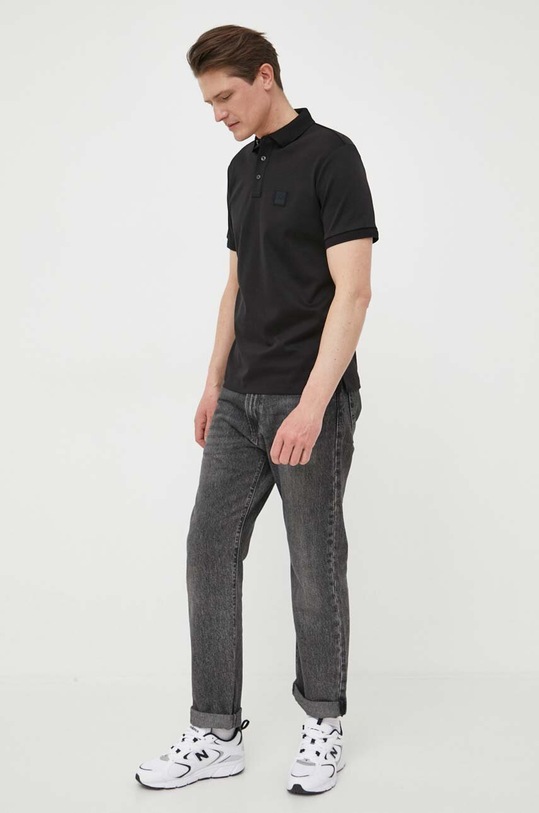 BOSS polo bawełniane 50486953 czarny SS23