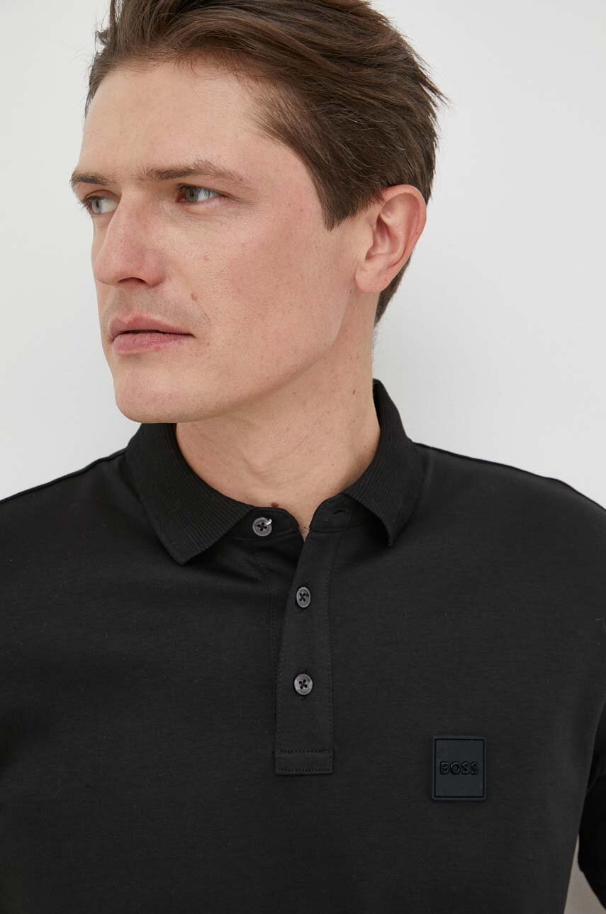 BOSS polo bawełniane czarny 50486953