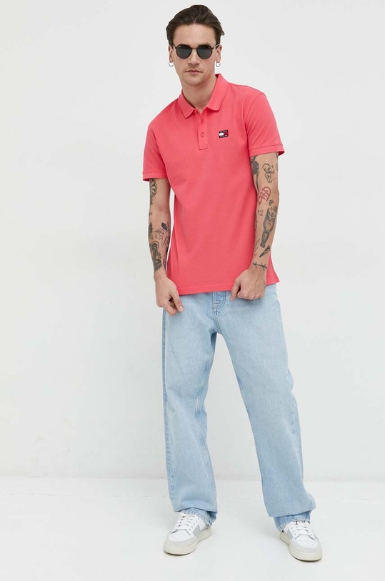 Tommy Jeans polo bawełniane DM0DM16224.PPYX różowy SS23