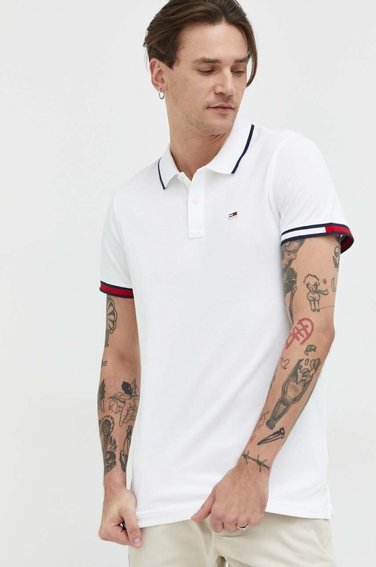 Tommy Jeans polo bawełniane bawełna biały DM0DM12963.PPYX