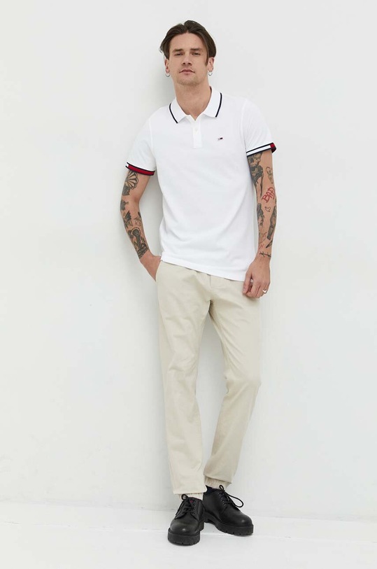 Tommy Jeans polo bawełniane DM0DM12963.PPYX biały SS23