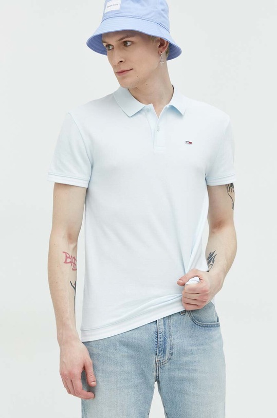 Tommy Jeans polo bawełniane regular niebieski DM0DM16219.PPYX