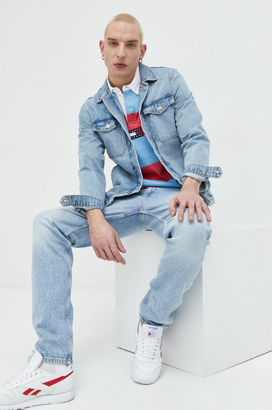 Бавовняне поло Tommy Jeans DM0DM16218.PPYX рожевий SS23