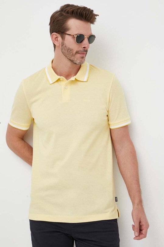 BOSS polo bawełniane regular żółty 50486172