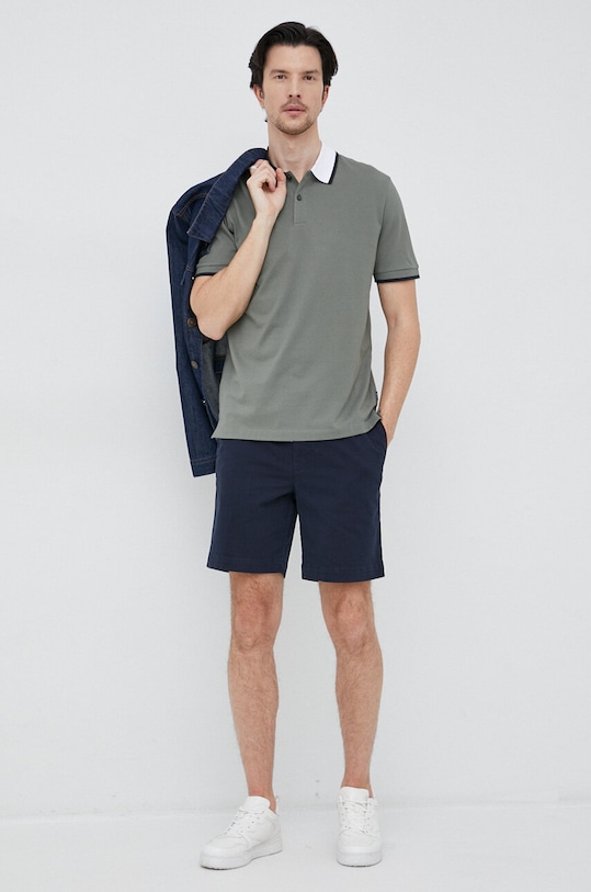 Bavlněné polo tričko BOSS hladký zelená 50488275