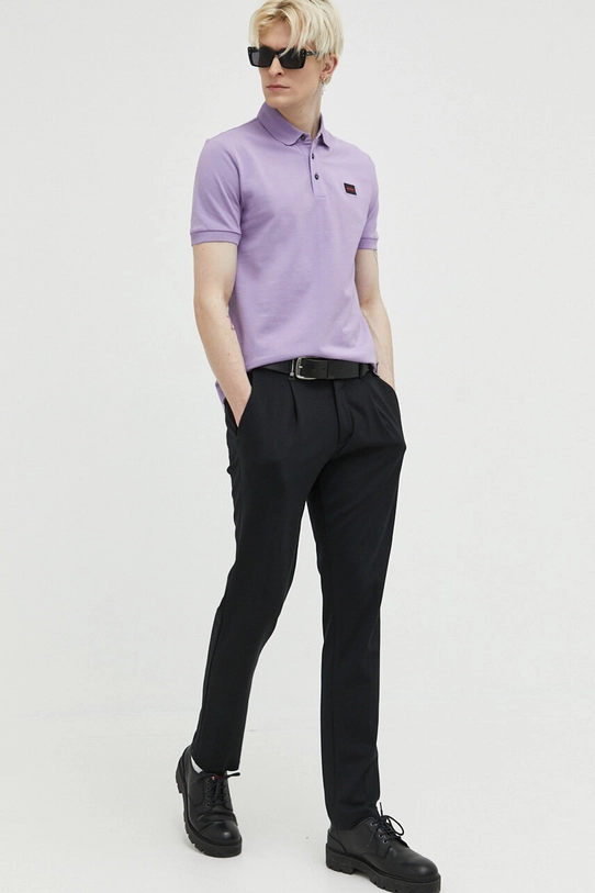 HUGO polo de bumbac 50490770 violet SS25