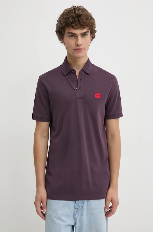Хлопковое поло HUGO regular фиолетовой 50490770
