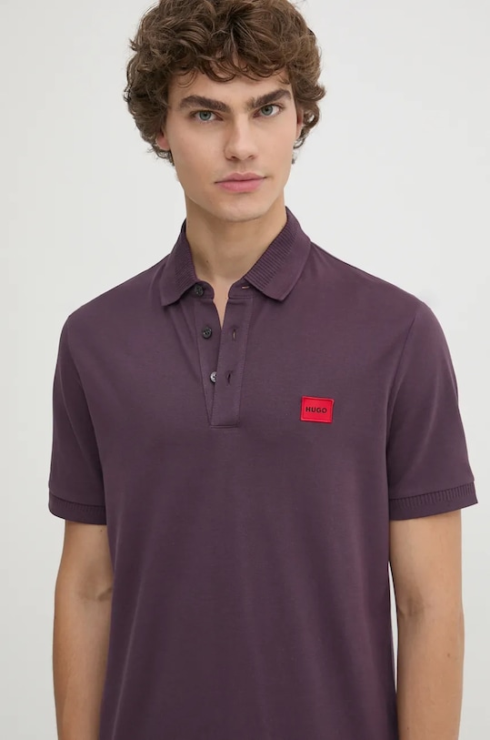 Одежда Хлопковое поло HUGO 50490770 фиолетовой