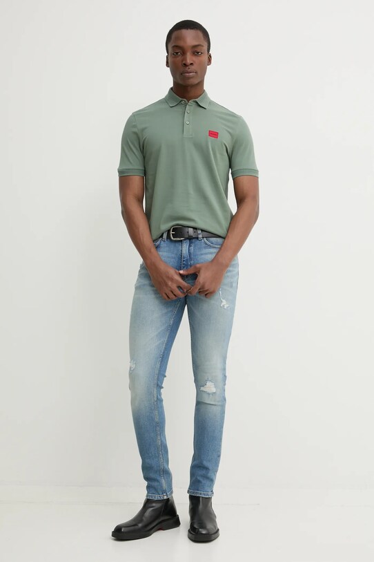 HUGO polo bawełniane 50490770 zielony SS25