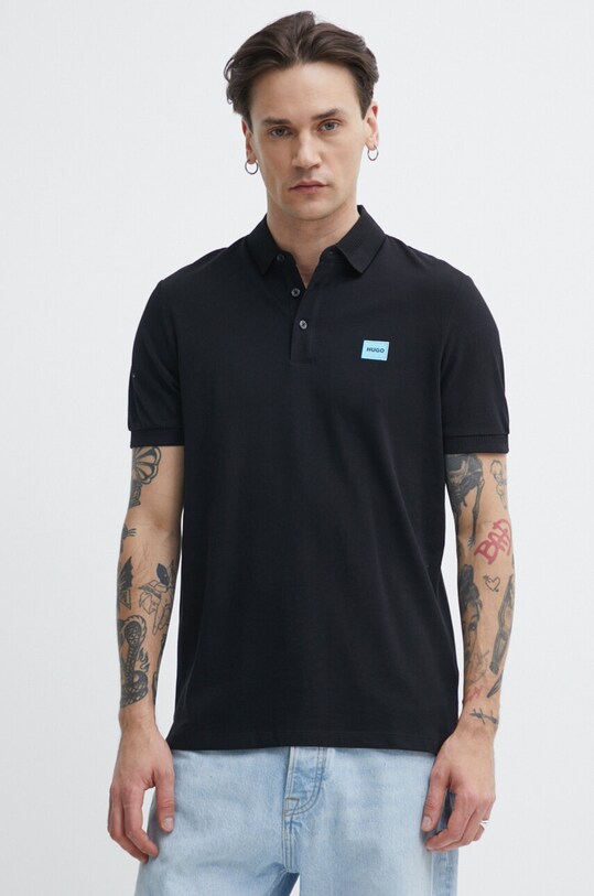 HUGO polo bawełniane 50490770 czarny SS25