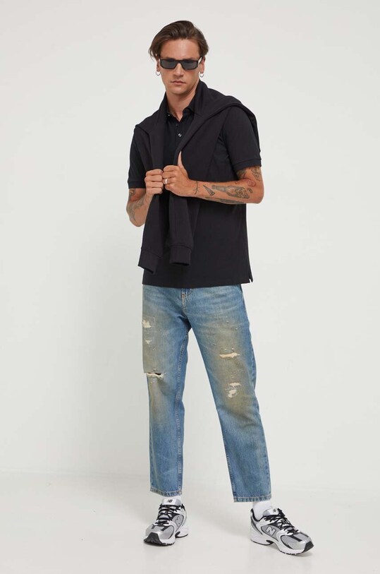 Pamučna polo majica HUGO 50490770 crna SS25