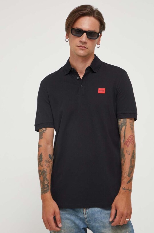 Pamučna polo majica HUGO crna 50490770