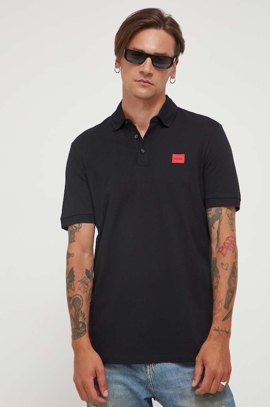 HUGO polo bawełniane czarny 50490770