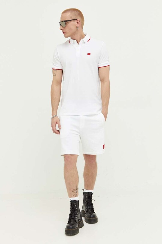 HUGO polo bawełniane 50490775 biały SS25