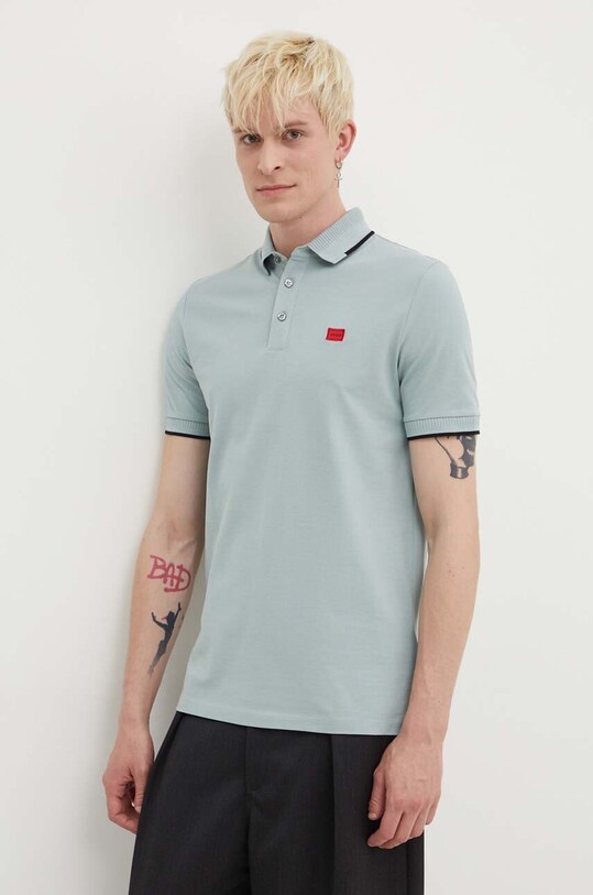HUGO polo bawełniane bawełna niebieski 50490775