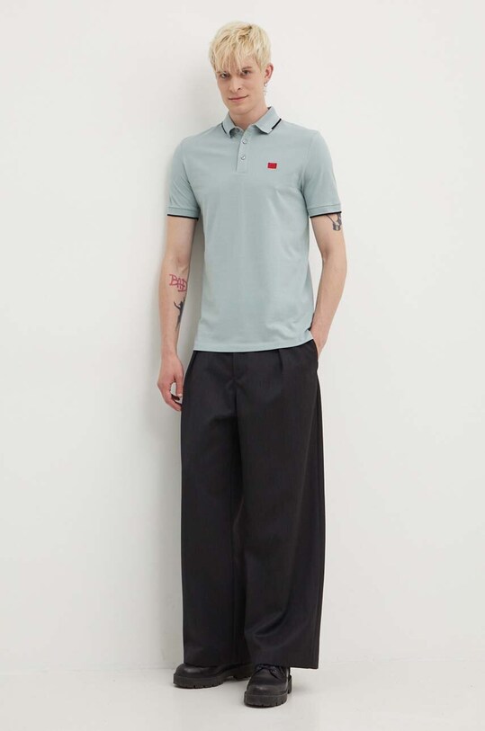 HUGO polo de bumbac 50490775 albastru SS25