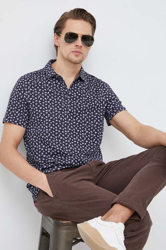 Michael Kors polo bawełniane wzorzyste granatowy CS351HC8UP