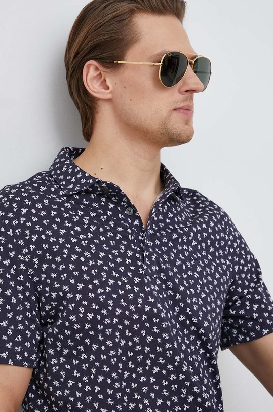 Michael Kors polo bawełniane CS351HC8UP granatowy